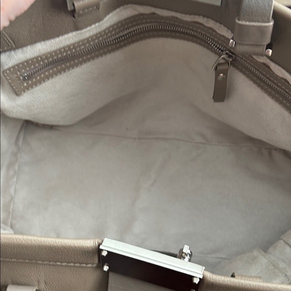 Jimmy Choo Farrah Taupe Leather Designer Tote Bag - Picture 9 of 13